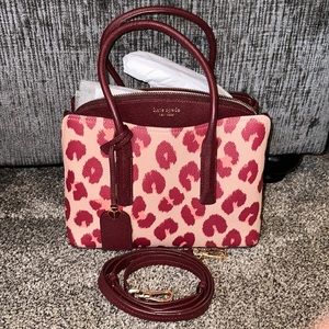 KATE SPADE Pink & Plum 🍇 Iconic Leopard Print 🐆 Medium Marguax Satchel Purse Bag